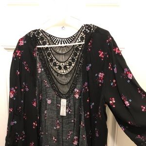 Black floral cover up